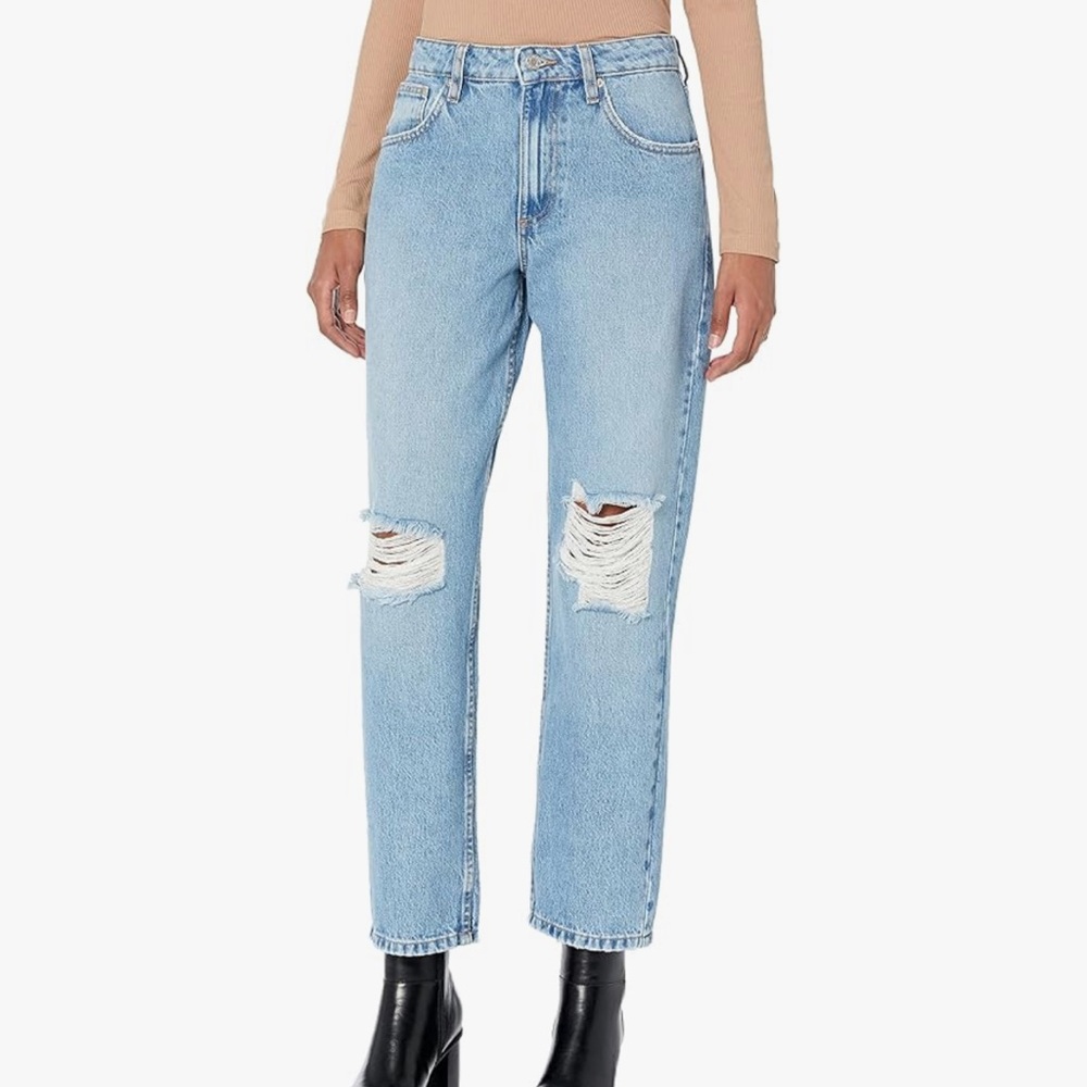 The Drop Women's Luca High-Rise Distressed Loose Straight-Fit size 25